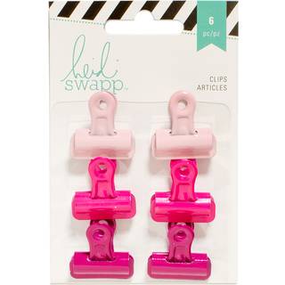 American Crafts Heidi Swapp Bulldog Clips Pinks 6 Piece