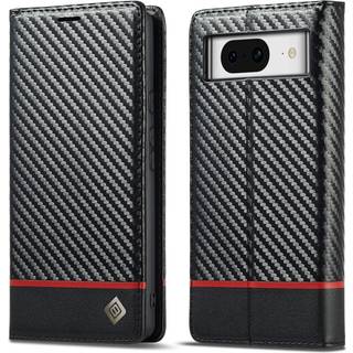 SKALO Google Pixel 8 LC.IMEEKE Carbon Fiber Pungetui i PU-læder - Sort