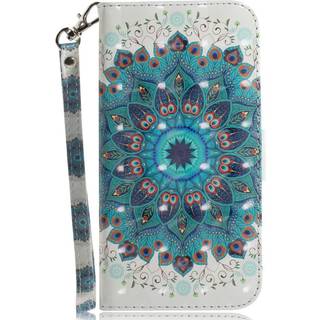 Sony Xperia 1 V Læder Flip Cover m. Print - Påfugl Krans