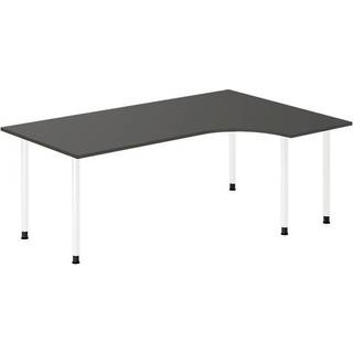 Office skrivebord højrevendt 200x120cm antracit med hvidt stel