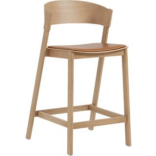 Muuto Cover Barstol Med Rygstøtte 65 Cm / Cognacfarvet Læder - Barstole Eg - 33244-OAK_COGN