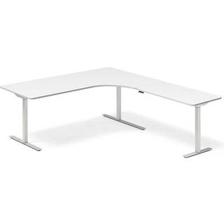 Hæve-sænkebord DNA, Hvid 2000x2200 mm Højre 3-ben/Alugrå