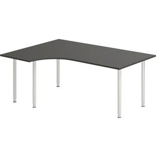 Office skrivebord venstrevendt 180x120cm antracit med alugråt stel