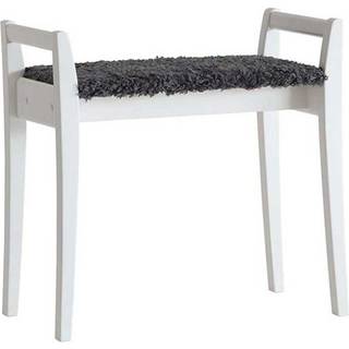 Oscarssons Möbel, Meja Stool Hvidlakeret birk/fåreskindslook Mørkegrå