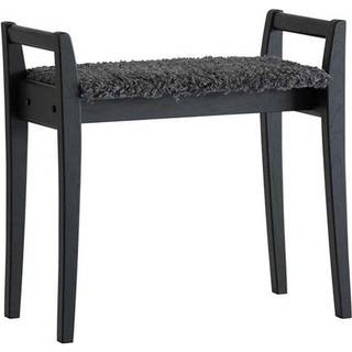 Oscarssons Möbel, Meja Stool Sortbejdset eg/fåreskindslook Mørkegrå