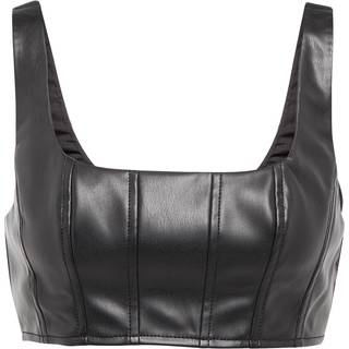 Staud Wells cropped leather-effect top - black - XXS