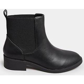 Yours Curve Yours Curve Black Extra Wide Fit Extra-Wide Fit PU Elastic Chelsea Boots