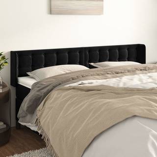 sengegavl med kanter 203x16x78/88 cm fløjl sort