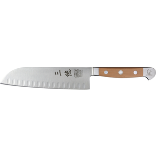 Güde Alpha Birne Santokumesser 18 cm mit Kullen - CVM-Messerstahl - Griffschalen Birnenholz - Braun,Silber