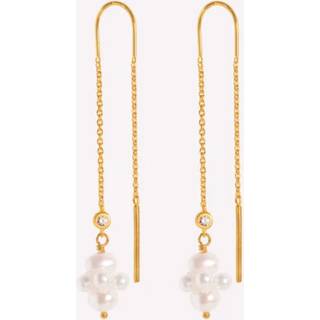 Pearl Cluster Dangling Øreringe, Gold Plated