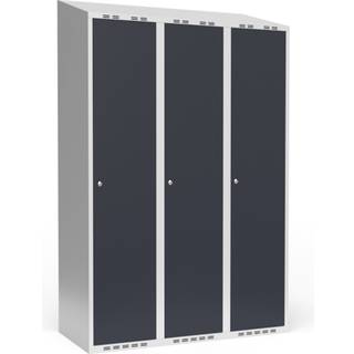 Garderobeskab 3x400 mm Skråt tag 1 rum i højden Antracit dør Cylinderlås