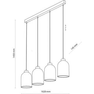 Satipo hængelampe i glas, 4 lyskilder, transparent