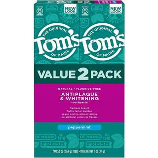 Tom's of Maine fluoridfri Antiplaque & Whitening Natural Toothpasta Peppermint 5,5 oz. 2-pack