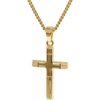 trendor 35751 Kreuz-Anhänger Gold 333 mit goldplattierter Halskette