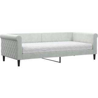 Daybed Velour Lysegrå - med madras / 90 x 200 cm