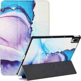 Lenovo Pad Pro / Tab P11 Pro Imiteret Læder Flip Cover - Lilla / Blå Marmor