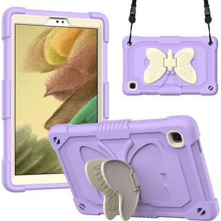Samsung Galaxy Tab A7 Lite Børne Cover - Butterfly Kickstand Cover - Lilla & Grå