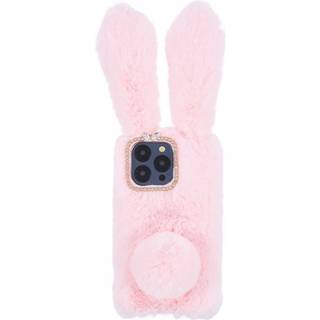 iPhone 15 Pro Fleksibelt Plastik Cover m. Pels - Kaninører - Pink