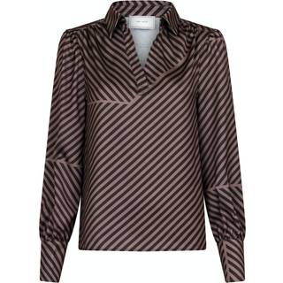 Leonie Mix Lines Bluse, Dark Brown, 34