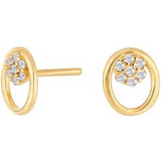 Siersbøl 8kt. guldørestikker oval med cubic zirkonia pave
