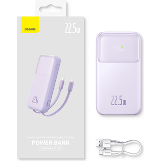 Baseus Powerbank Comet with USB to USB-C cable 10000mAh 22.5W (purple) Powerbank - Lilla - 10000 mAh