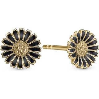 Christina Jewelry Marguerite black Ø8mm forgyldte ørestikker