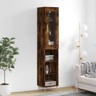 skab 34,5x34x180 cm konstrueret træ røget egetræ