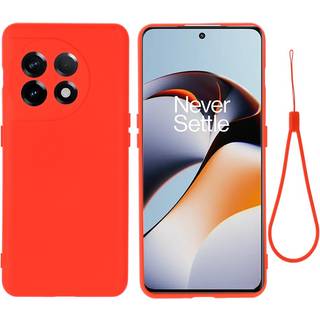 OnePlus 11 Liquid Silikone Bagside Cover m. Strop - Rød