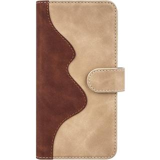 iPhone 15 Pro Multifarvet Flip Læder Cover m. Pung - Mørk / Lys Brun