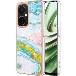 OnePlus Nord CE 3 Lite (5G) Hybrid Plastik Bagside Cover - Turkis / Guld Marmor