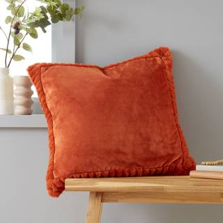 Catherine Lansfield Catherine Lansfield Orange Velvet and Faux Fur Soft Cosy Cushion