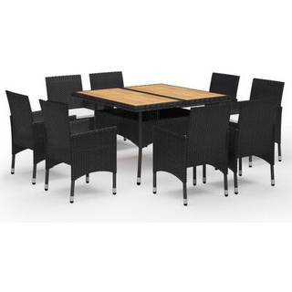 Spisebordssæt Til Haven 3 Dele Polyrattan Og Glas - 8 / Sort og brun