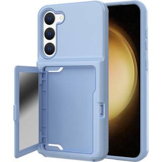 Samsung Galaxy S23 Hybrid Håndværker Cover m. Kortholder & Indbygget Spejl - Blå