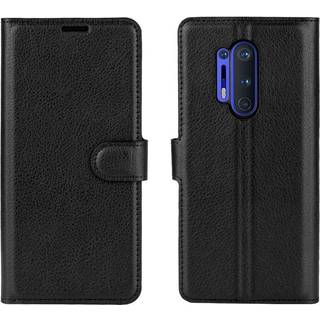 OnePlus 8 Pro Litchi Læder Flip Cover m. Pung - Sort