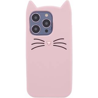 iPhone 14 Pro Silikone Bagside Cover m. 3D Kat - Lyserød