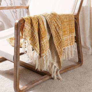 Yard Yard Cumin Yellow Sono Ink Abstract Fringed Throw