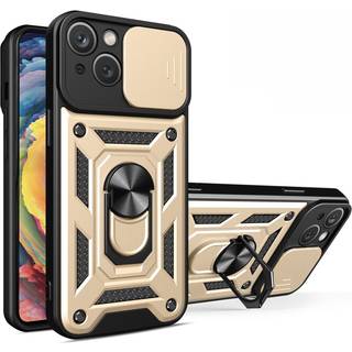 iPhone 15 Håndværker Bagside Cover m. Magnetisk Kickstand & Cam Slider - Guld