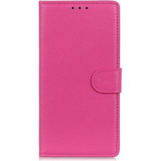 iPhone 15 Litchi Læder Flip Cover m. Pung - Lyserød