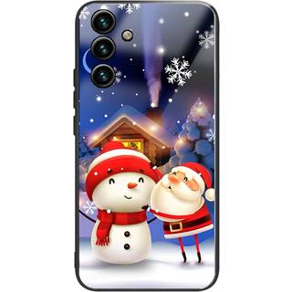 Samsung Galaxy A14 / A14 (5G) Jule Cover m. Glasbagside - Julemand og Snemand