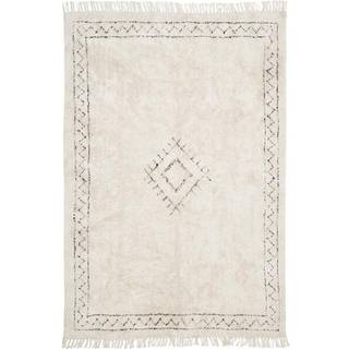 Håndtuftet bomuldstæppe Fionn med frynser