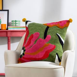 Furn Furn Multicolour Poppy Embroidered 100% Cotton Cushion