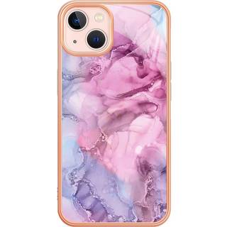 iPhone 15 Hybrid Plastik Bagside Cover - Lyserød Marmor