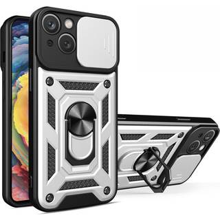 iPhone 15 Håndværker Bagside Cover m. Magnetisk Kickstand & Cam Slider - Sølv