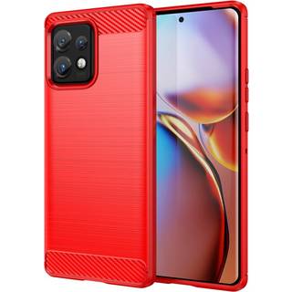 Motorola Edge 40 Pro Brushed Carbon Fiber Bagside Cover - Rød