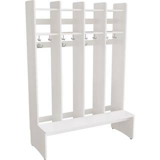 Garderobeindretning Eira Light, gulvmodel 4 pladser, 250 mm rumbredde, hvidpigmenteret krydsfinér