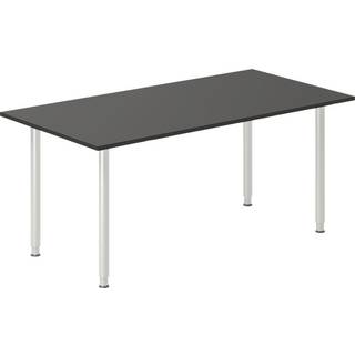 Office skrivebord 160x80cm antracit laminat med alugråt stel