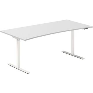 Hæve-sænkebord DNA, Lysgrå 1800x800mm Bue 2-ben/Hvid
