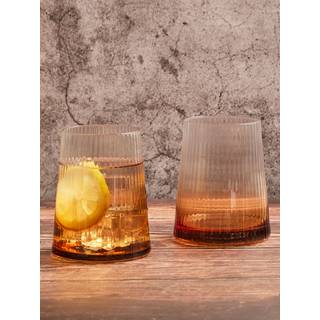 Anton Studio Designs Anton Studio Designs Set of 2 Amber Empire DOF Set of 2 Short Tumbler Glasses