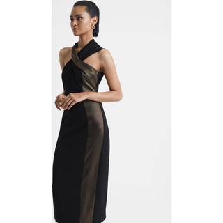 Reiss Carla Metallisk Stribet Bodycon Midi Kjole38