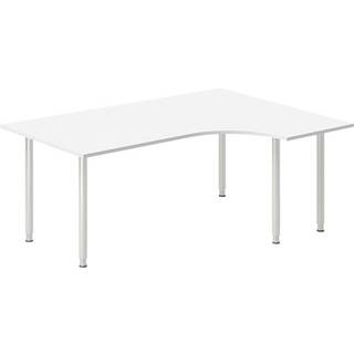 Office skrivebord højrevendt 180x120cm hvid med alugråt stel
